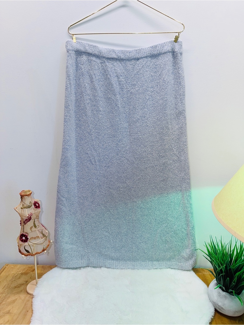 55% Silk 15% Angora Vintage Raoul Pastel Purple Knit Maxi Skirt 30” Waistband 💝